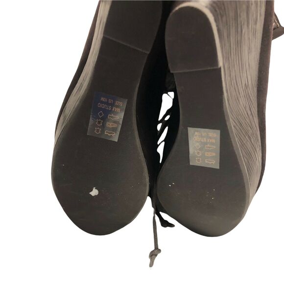 Max Studio Boots Suede Brown Wedge Platform Size 10 - Picture 4 of 6